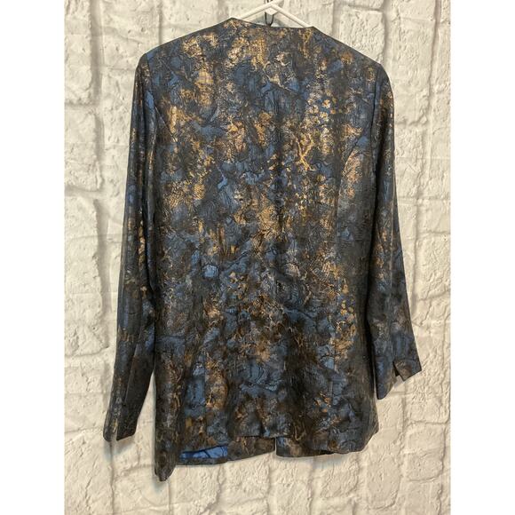 90’s Erin London Pretty Blue Gold Blazer Small Lined - Picture 6 of 6